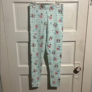 Girls Floral Striped Leggings